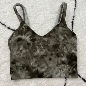 lululemon Align™ Cropped Tank Top, size 6, olive green tie dye.